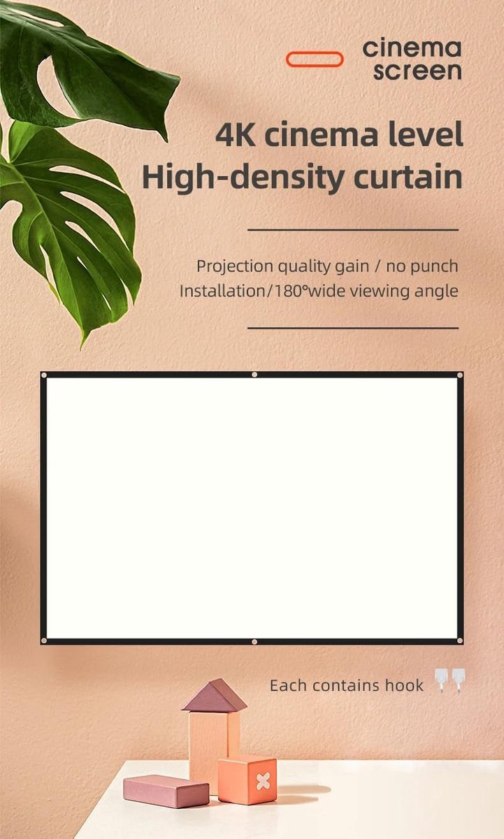 Projectiescherm 120 Inch - HD Scherm - Thuisbioscoop Film - Kreukvrij Materiaal - 16:9 265x150cm - Wit