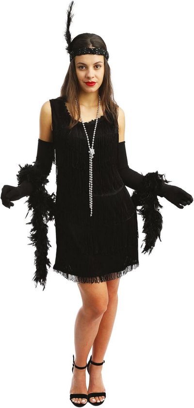 Charleston Kostuum - Jaren 20 Outfit - Themafeest Kleding - XXL Maat - Zwart