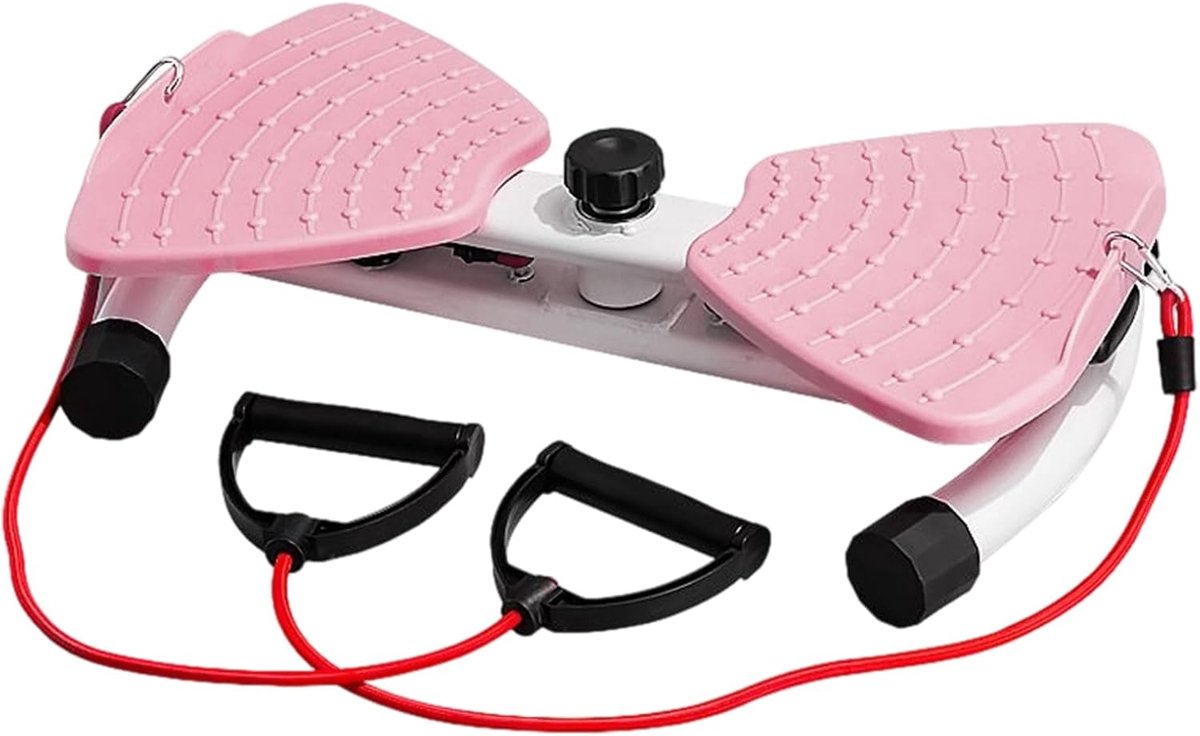 Trilplank Buik - Draaiplateau Fitness - Thuis Trainen - Met Weerstandsbanden - 51x34cm - Roze