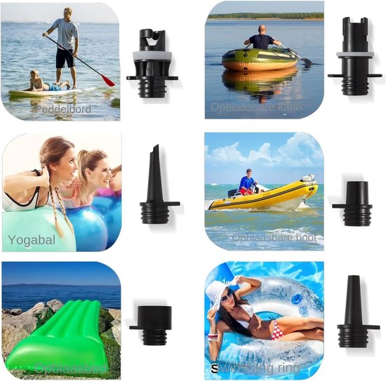 Pomp Adapter Kit - Ventiel Adapters - Opblaasbare Watersport - Inclusief 6 Adapters - 1 Meter Slang - Veelkleurig van Merkloos — afbeelding 5