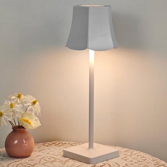 Led Nachtlampje - Draadloze Oplaadbare Lamp - Sfeerverlichting Binnen - Afneembare Kap - 38 x 10 cm - Wit — afbeelding 3