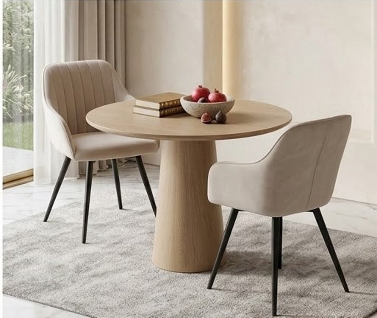 Floria Luxe Eetkamerstoelen Set van 2 – Ergonomische Fluwelen Stoelen met Zachte Zitting, Scandinavisch Design met Metalen Poten, Moderne Keuken- en Woonkamerstoelen voor Eetkamer, Bureau en Woonkamer – Wit | Novihome