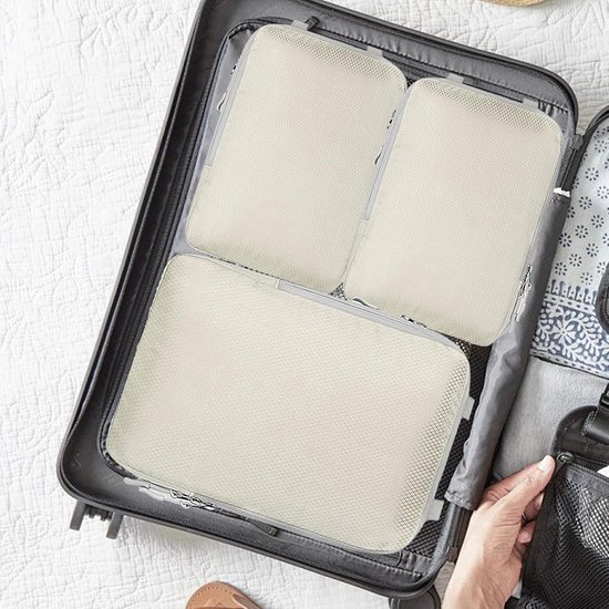 Reisorganizer Set - Packing Cubes - Kleding Opbergen - Compressie Ontwerp - 4 stuks - Abrikoos — afbeelding 5