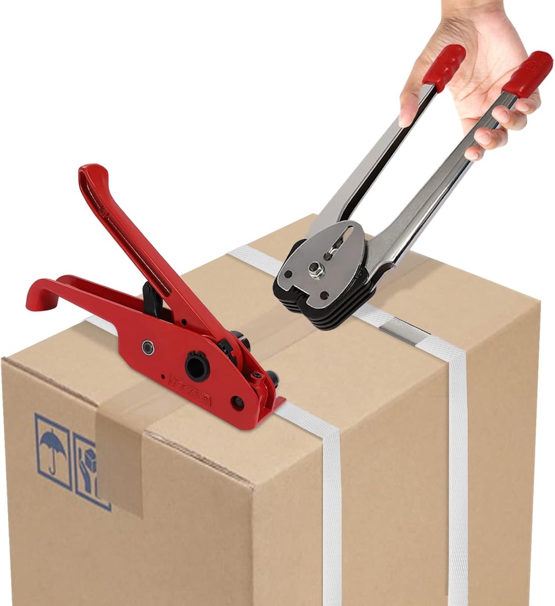 Omsnoeringspanner - Bandspanner - Goederen Zekeren - 1000N Spankracht - 12-16mm Band - Rood Zilver