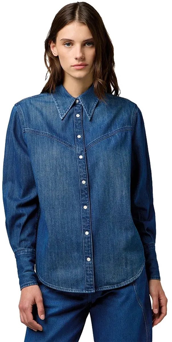 Wrangler Yoke Regular Fit Overhemd Met Lange Mouwen XL Vrouw Blauw