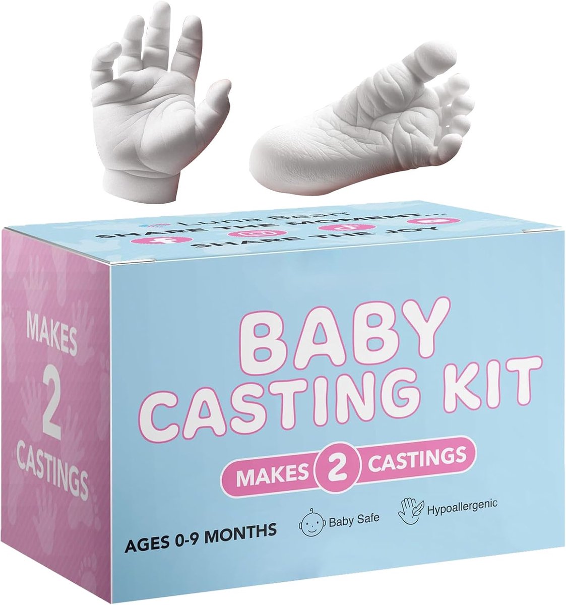 Handafdruk Gietset - Herinneringsset Baby - Mijlpalen Vieren - Gedetailleerde Afdrukken - 21 x 13.4 cm