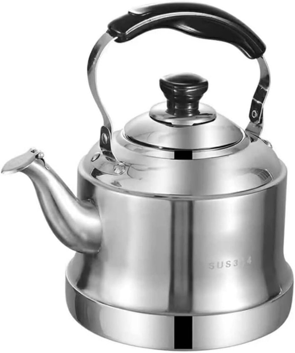 Geklokte Waterkoker - Theeketel Roestvrij Staal - Water Koken - Met Fluitje - 5L - Zilver