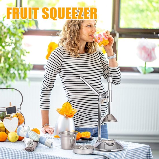 Handmatige Citruspers - Sap Pers - Vers Sap Maken - Robuust Roestvrij Staal - 36.5 cm Hoog - Zilver — afbeelding 2