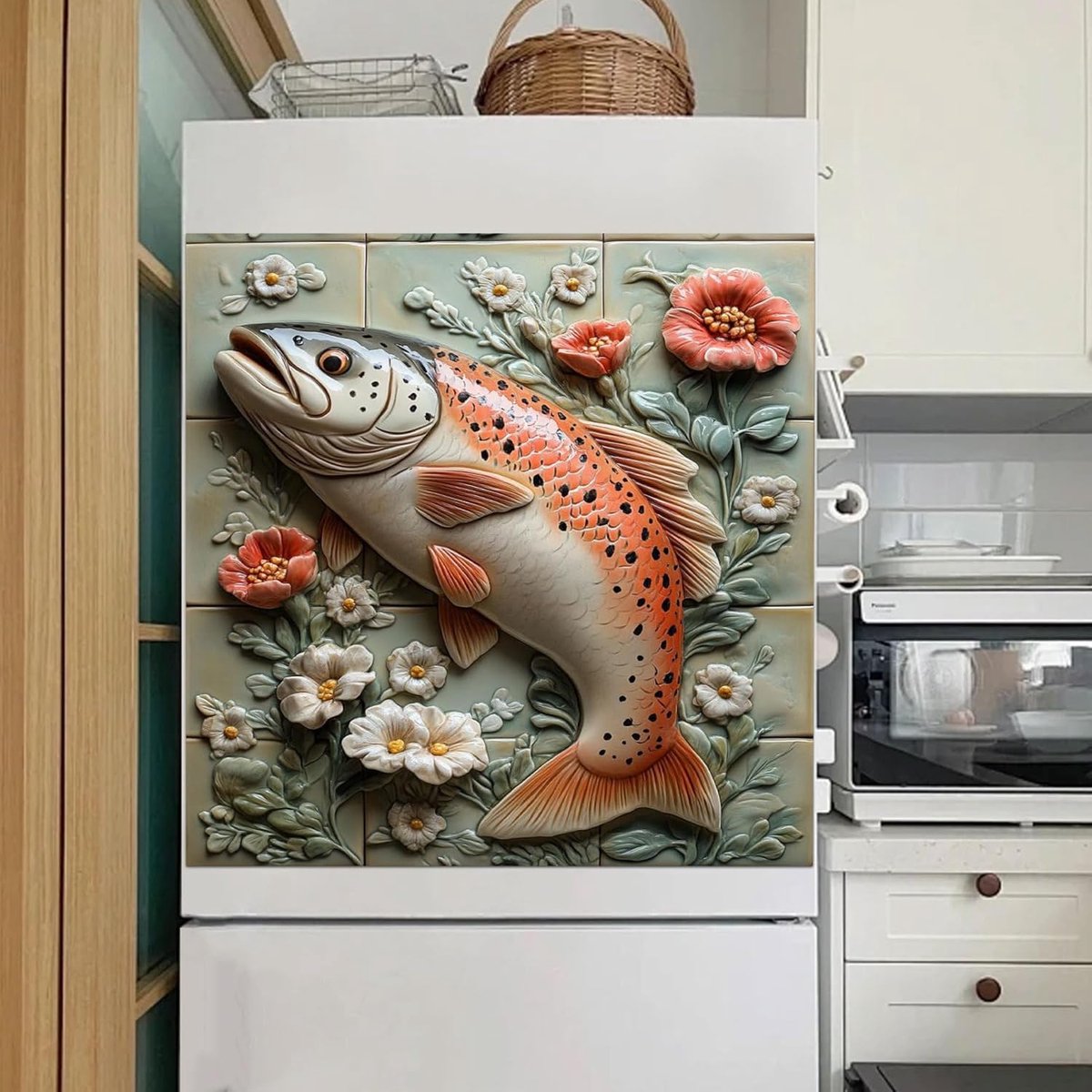 Vaatwasser Magneten - Keuken Decoratie - Keuken Opfrissen - Vervaagt Niet - 58.5 x 65 cm - Oranje Bloem