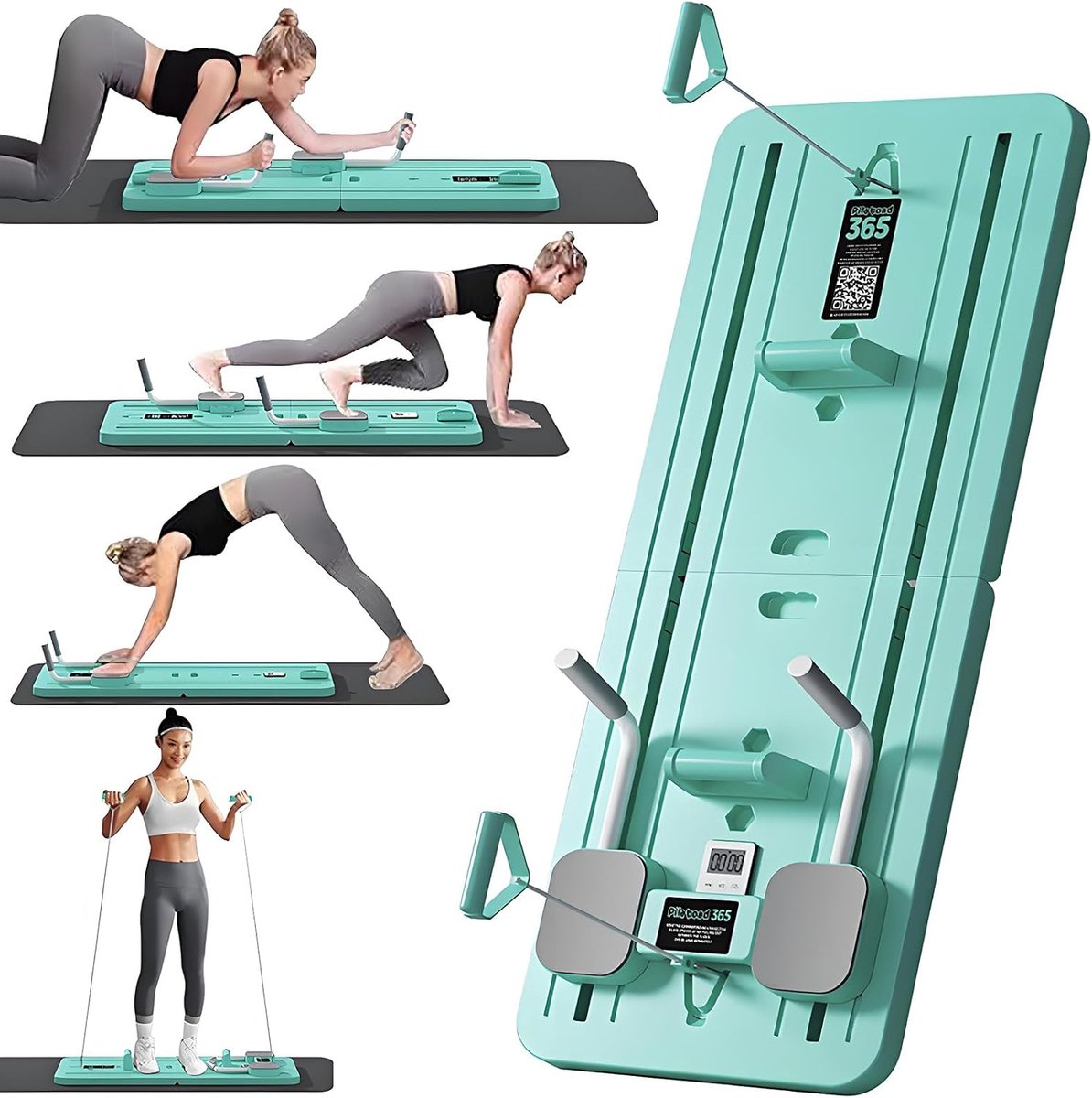 Fitness Pilates Board - Core Trainer - Thuis Sporten - Multifunctioneel met Accessoires - 106x41cm - Groen