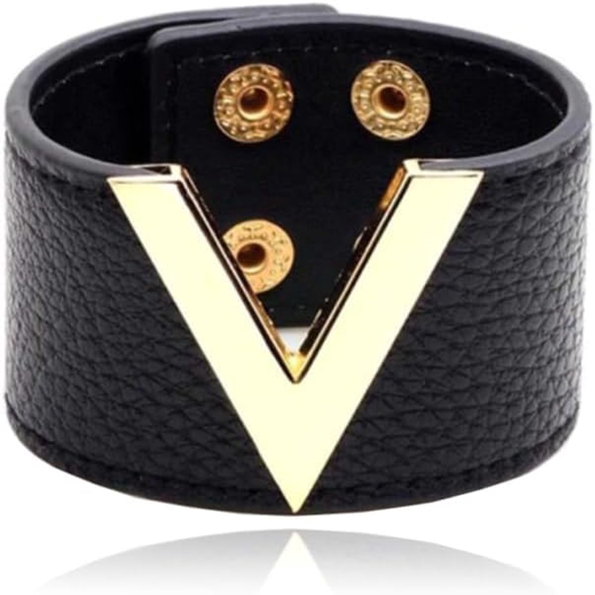 Dames Armband - Breed Band - Dagelijks Gebruik - Verstelbare Sluiting - 40mm Breed - Goud Zwart