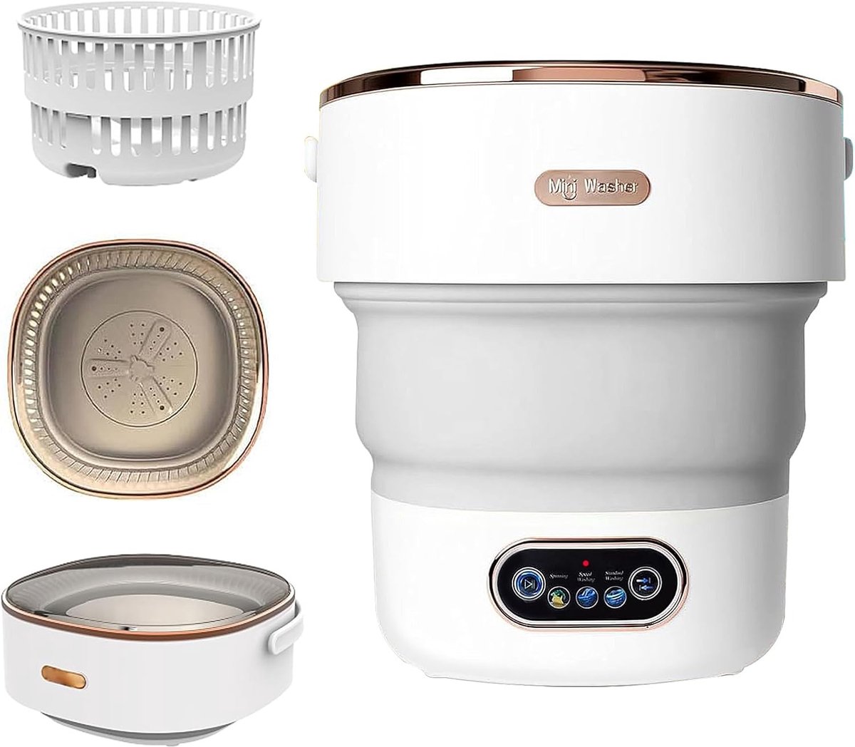 Draagbare Mini Wasmachine Opvouwbare Wasmachine Kleine Wasjes 3 Reinigingsmodi 15 Liter Capaciteit Wit Grijs