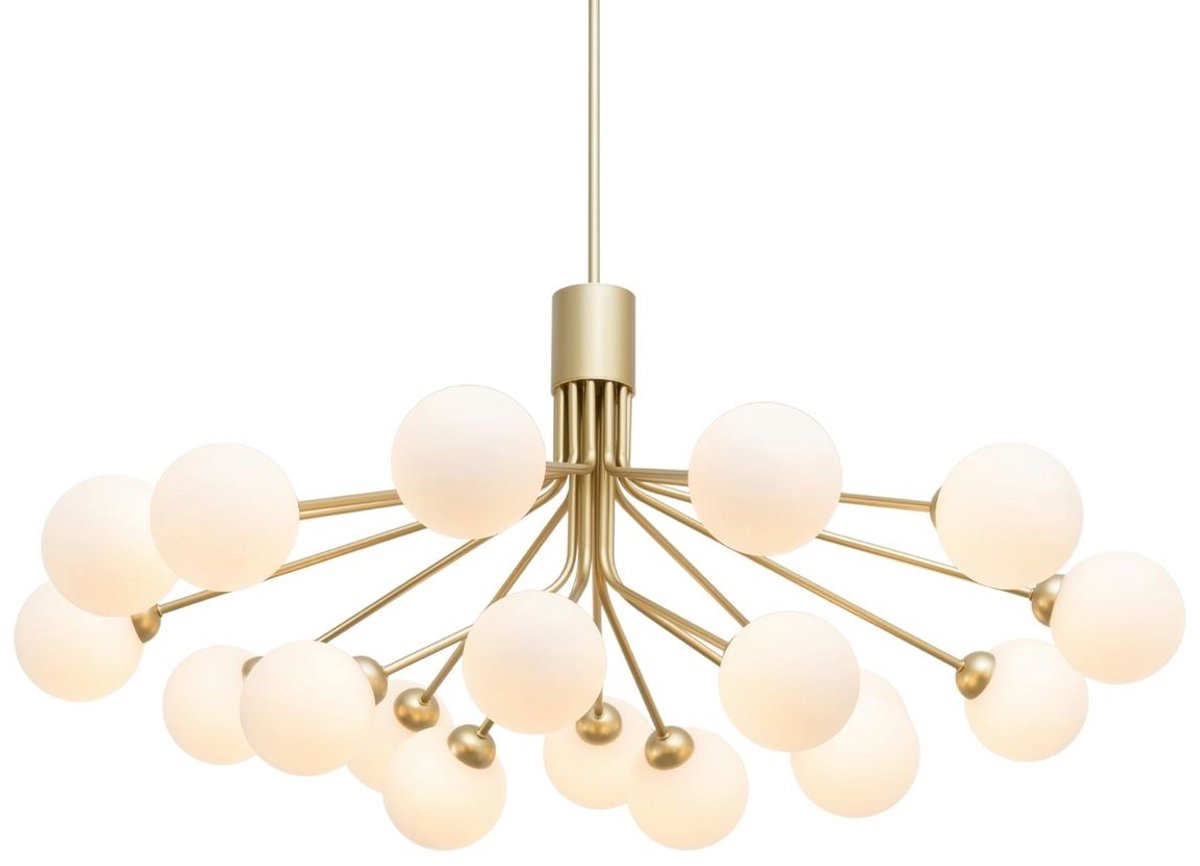 Kosilum - Audrey - Hanglamp - Wit en goud - Metaal en glas