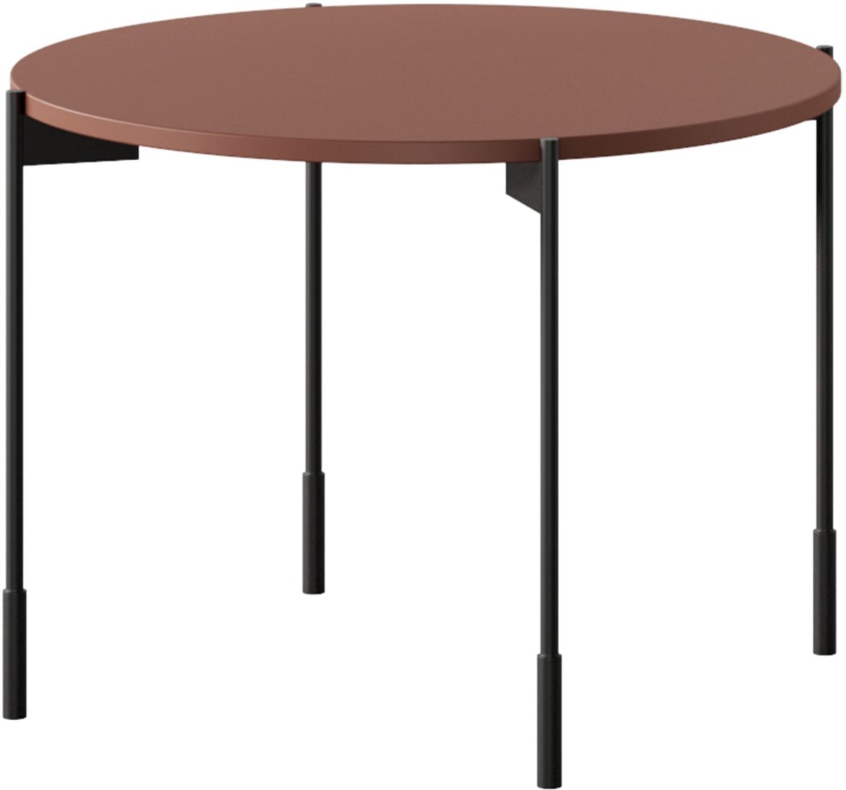 Sonatia ronde salontafel 60 cm – MDF tafelblad met metalen poten | Kleur: Bordeauxrood