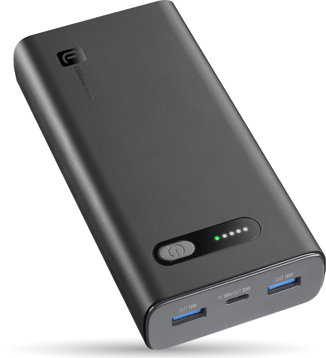 Cellularline Fast PD Powerbank 20000mAh - 20W PD + 18W Dual USB-A - Zwart