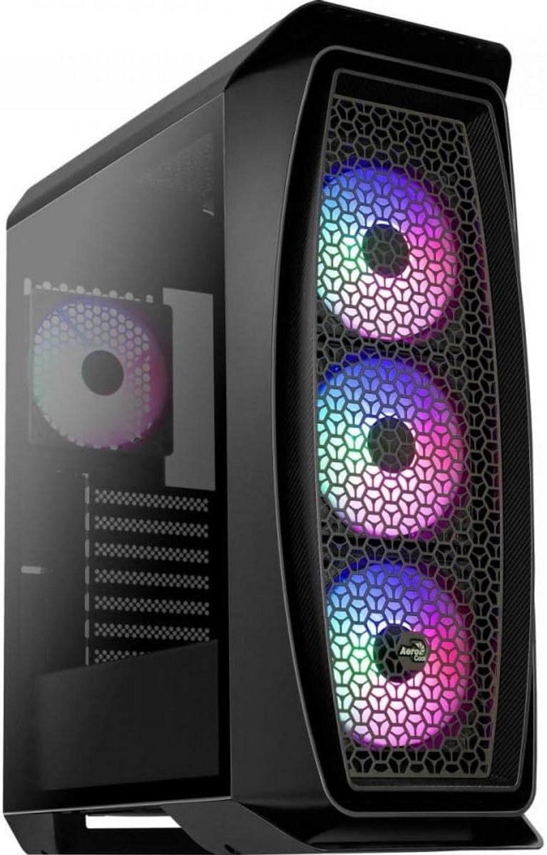 Gaming PC-behuizing Micro-ATX met zijvenster en 4 RGB-ventilatoren - Zwart