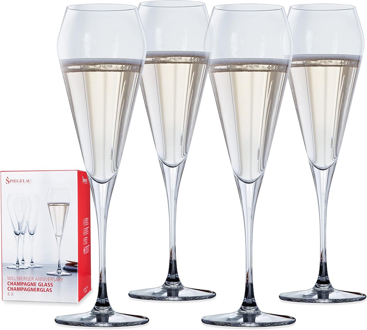 Champagneglazen set van 4, loodvrij kristal, elegant en duurzaam