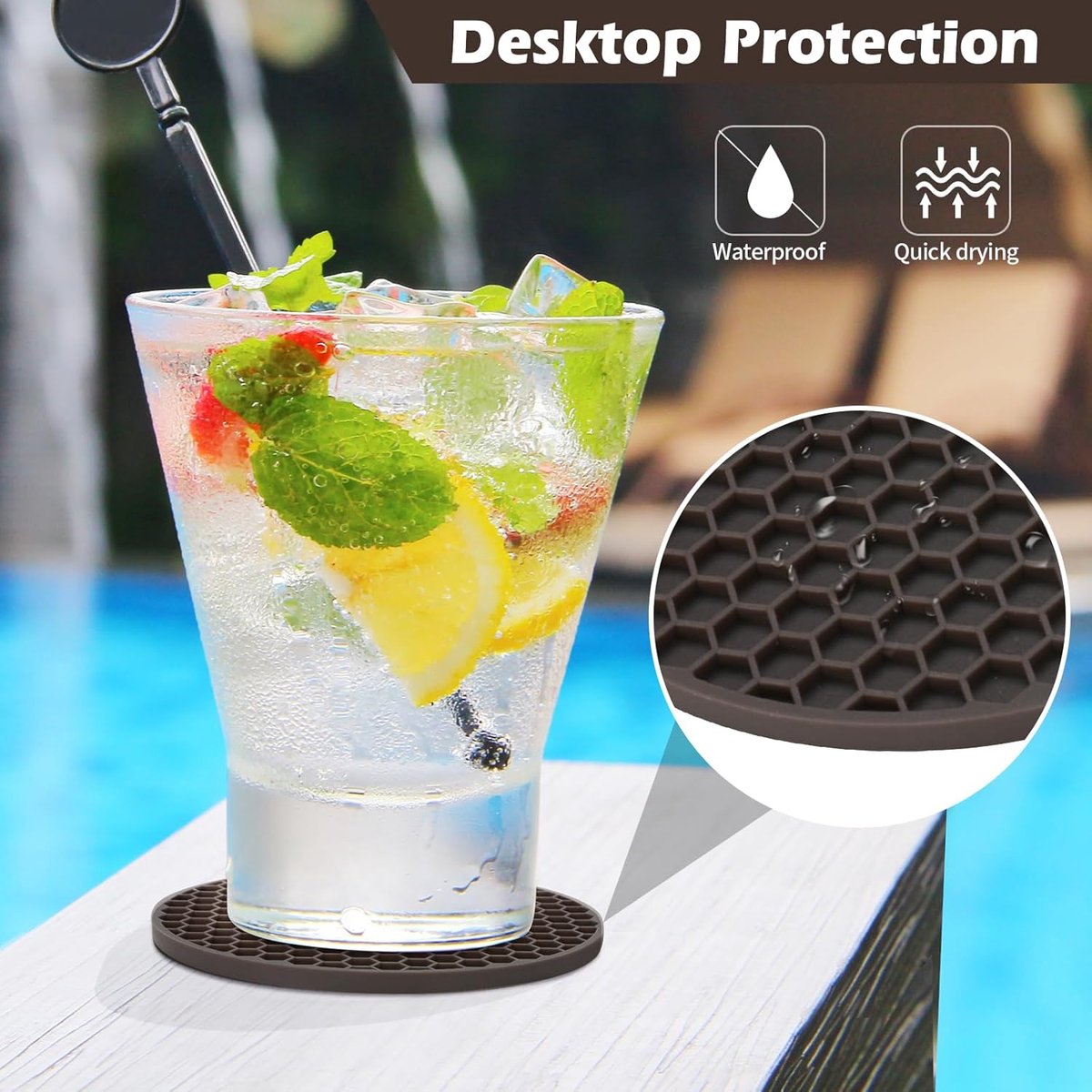 Set van 6 Coasters met Houder - Niet-slip Siliconen Coasters voor Koffietafel