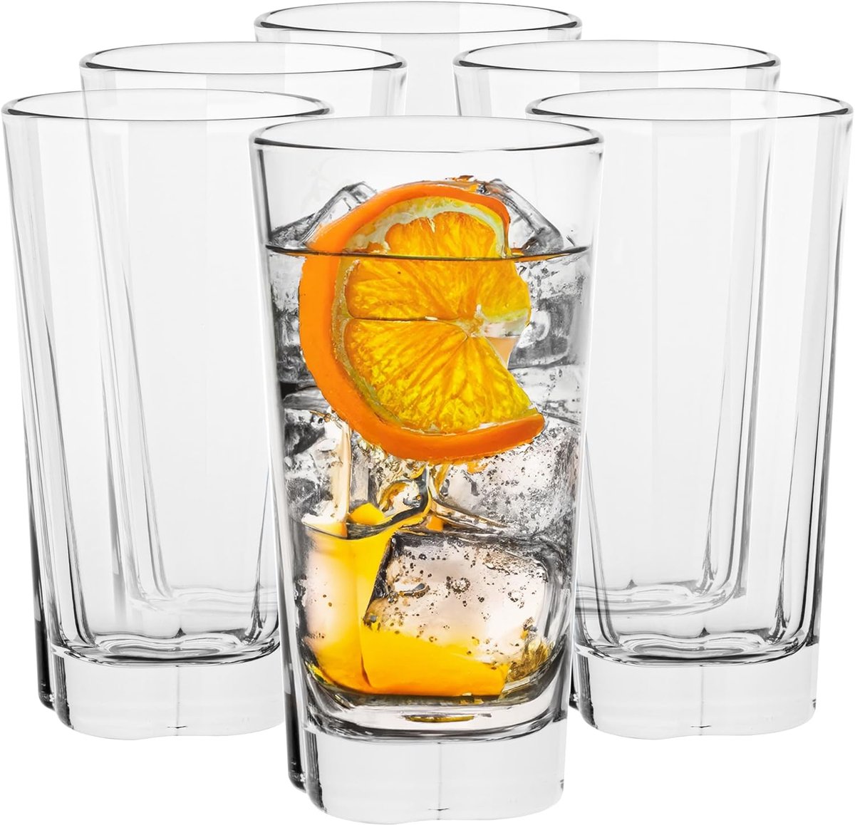 Set van 6 transparante longdrinkglazen - vaatwasmachinebestendig - 300 ml