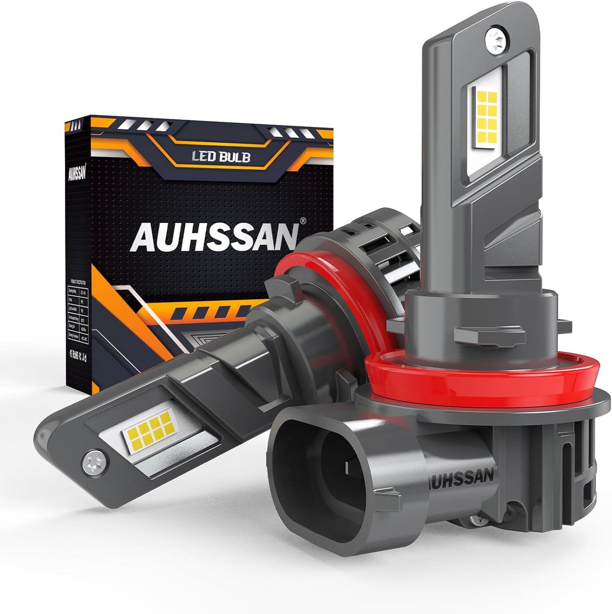 H11 LED autolampen set, 100 W, 20.000 lm, 6500 K, koudwit, 500% helderheid, plug and play, reservekoplampen