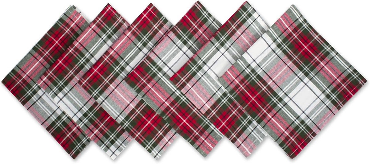 Kerst Eettafel & Keuken Decor, Katoenen Servetten in Rood, Groen en Wit, 20x20 cm
