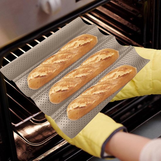 Bakplaat voor Geperforeerde Stokbroden - Franse Broodvorm met Antiaanbaklaag — afbeelding 3