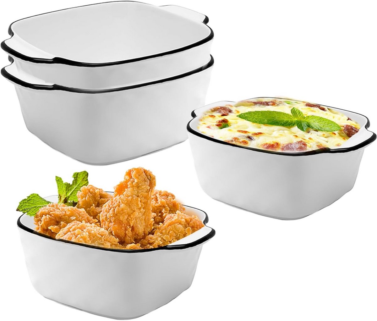 Kleine keramische ovenschaal set van 4 - Witte lasagne vormen voor oventoepassingen