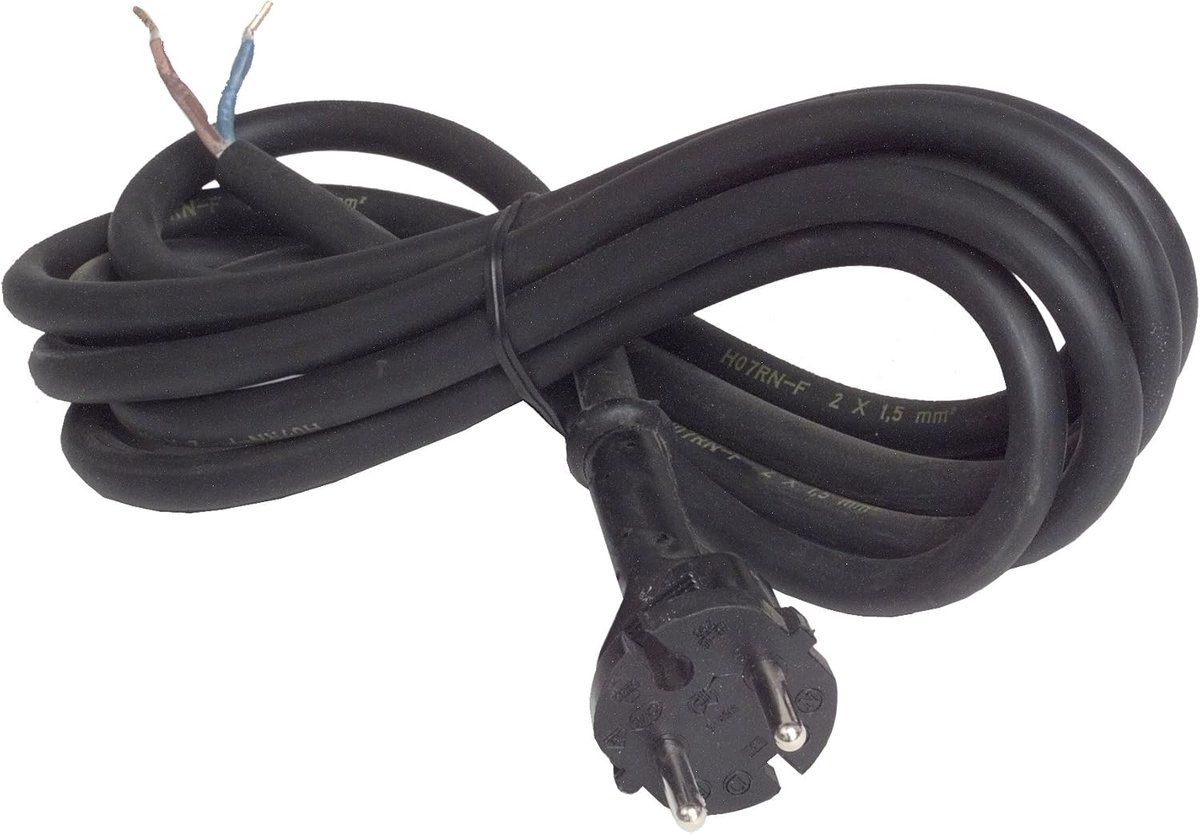 Boormachinekabel H07RN-F 2x1,5mm² met stekker - 3m