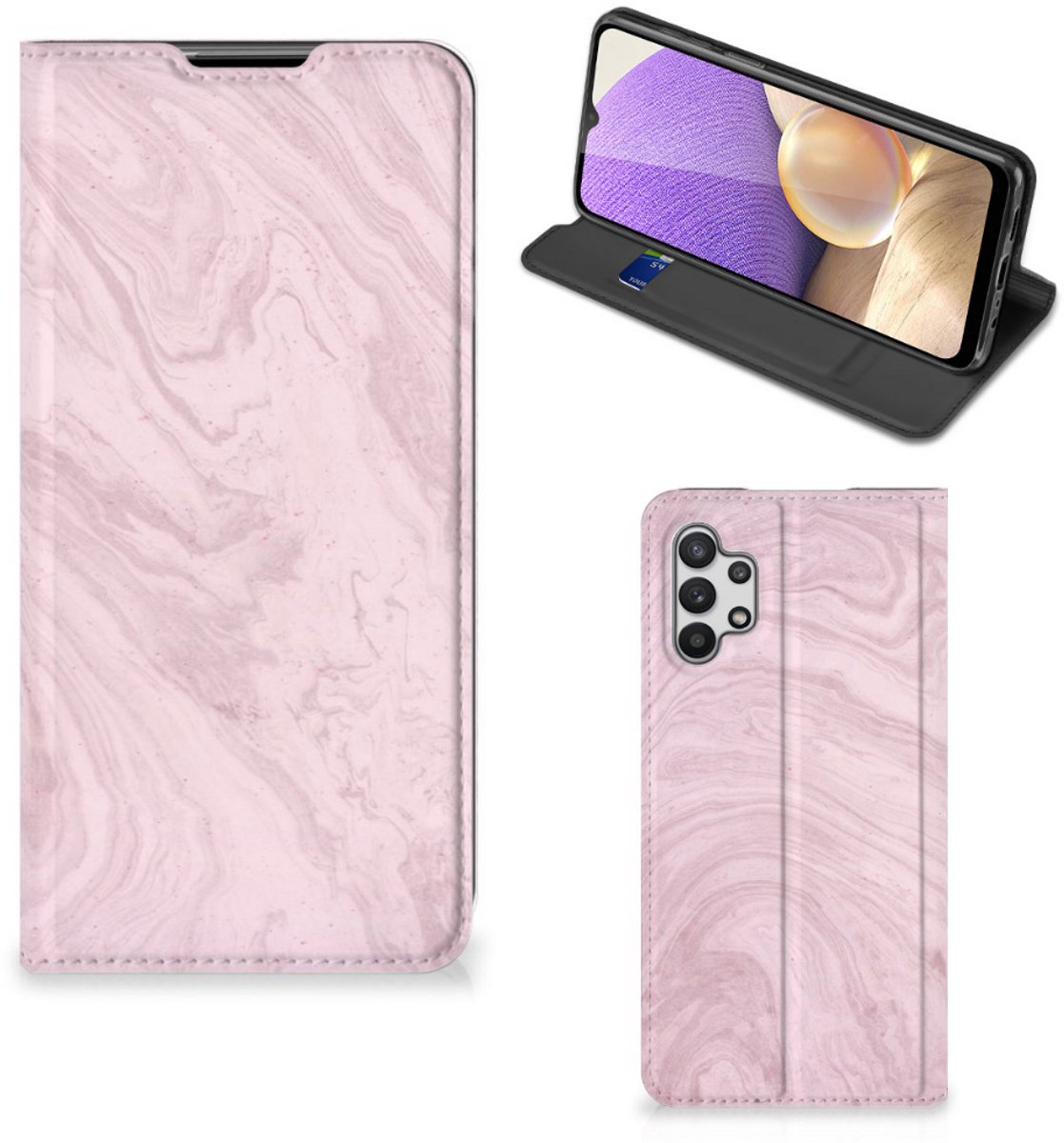 Samsung Galaxy A32 5G Standcase Marble Pink - Origineel Cadeau Vriendin