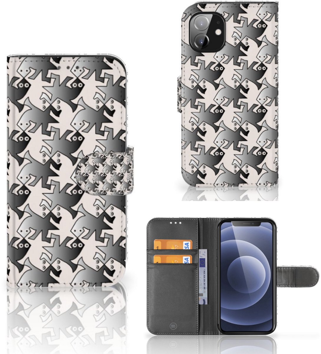 Apple iPhone 12 Mini Telefoonhoesje met Pasjes Salamander Grey