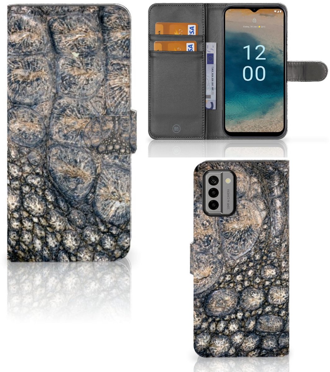 Nokia G22 Telefoonhoesje met Pasjes Krokodillenprint
