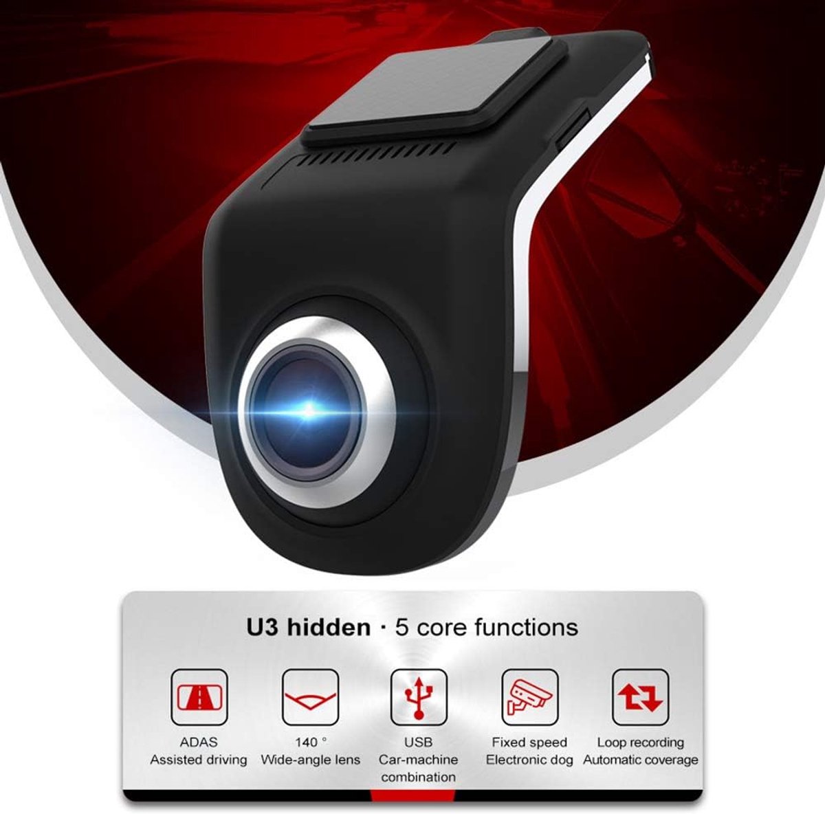 Autodashcam rijrecorder, auto-rijrecorder, Full HD videorecorder voor wegvoertuigen U3 – foto 2