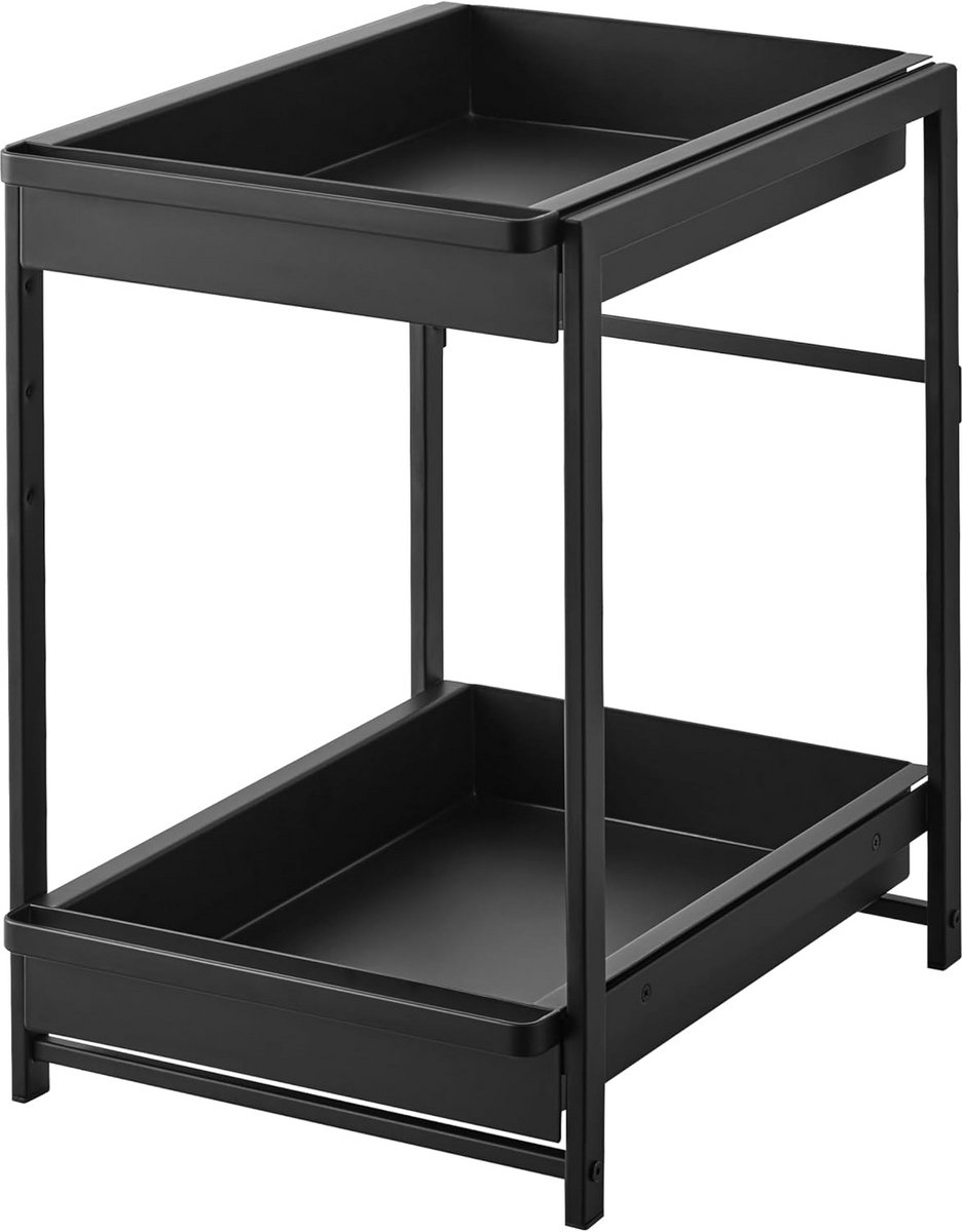 Minimalistisch 2-laags spoelkastrek met uittrekbare planken - Zwart