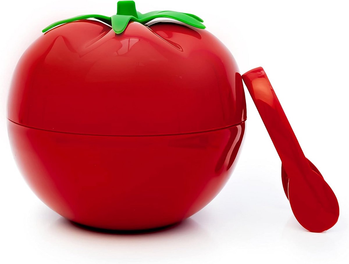 Luchtdichte ijsemmer in tomatenvorm met tang voor ijsblokjes