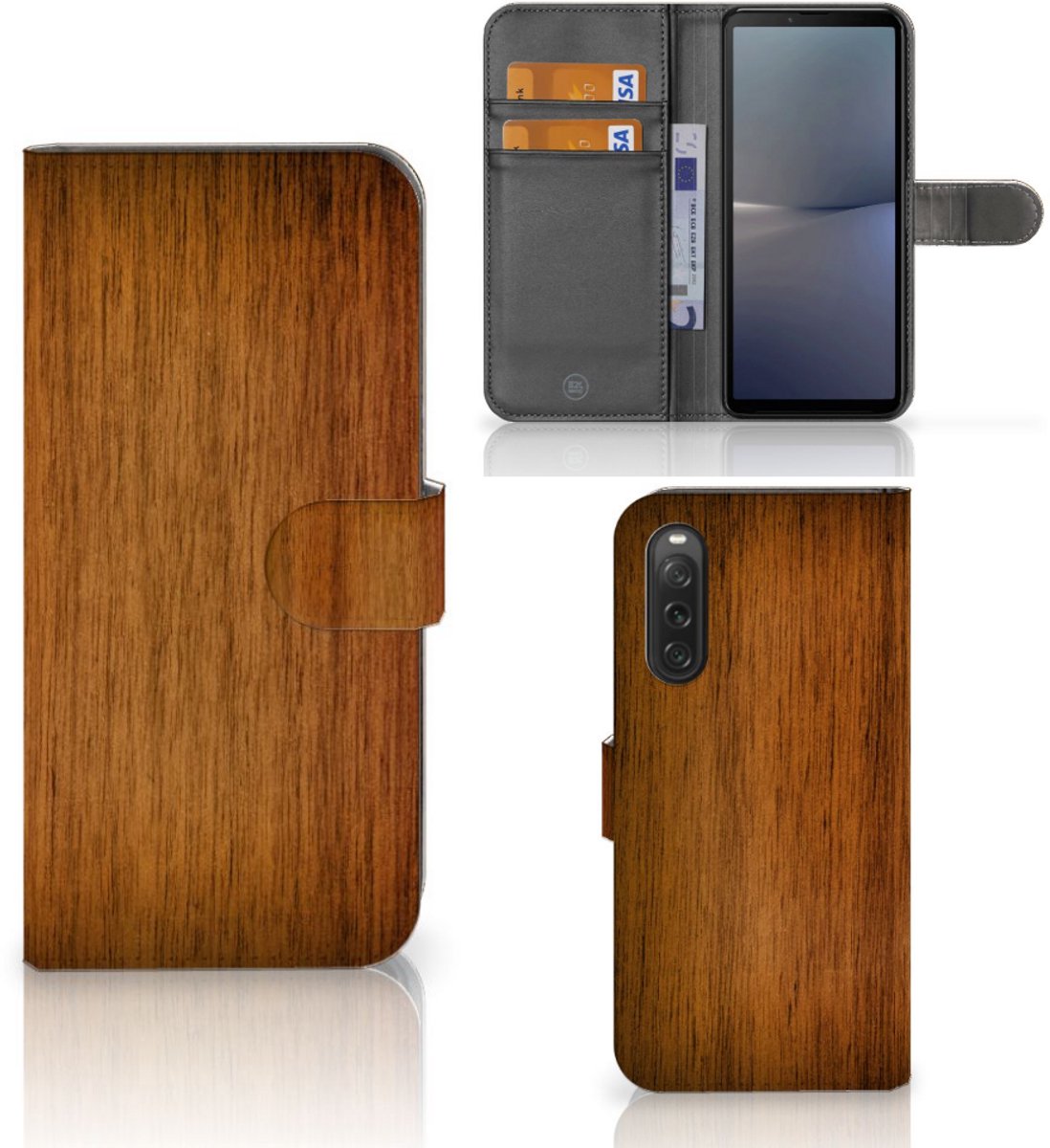 Sony Xperia 10 V Book Style Case Donker Hout