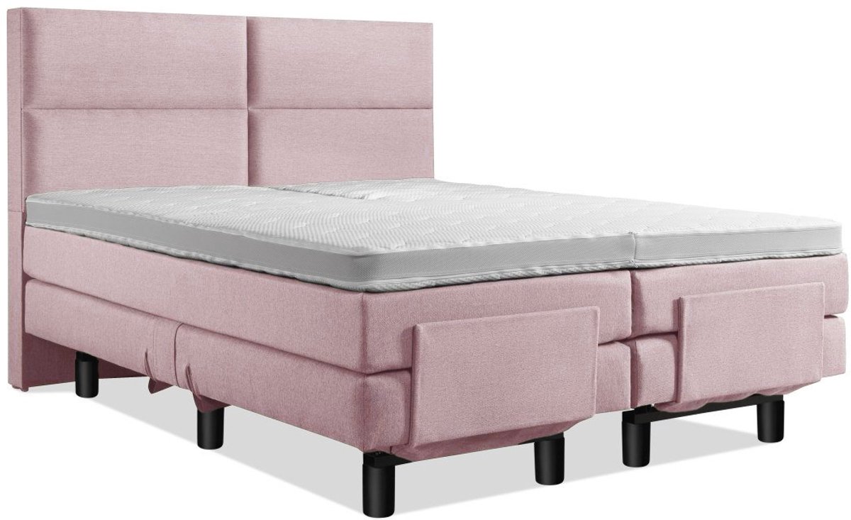 Elektrische Boxspring - Incl. 4-Vaks Hoofdbord - 2-Persoons - 160x210 cm - Oudroze - Zonde