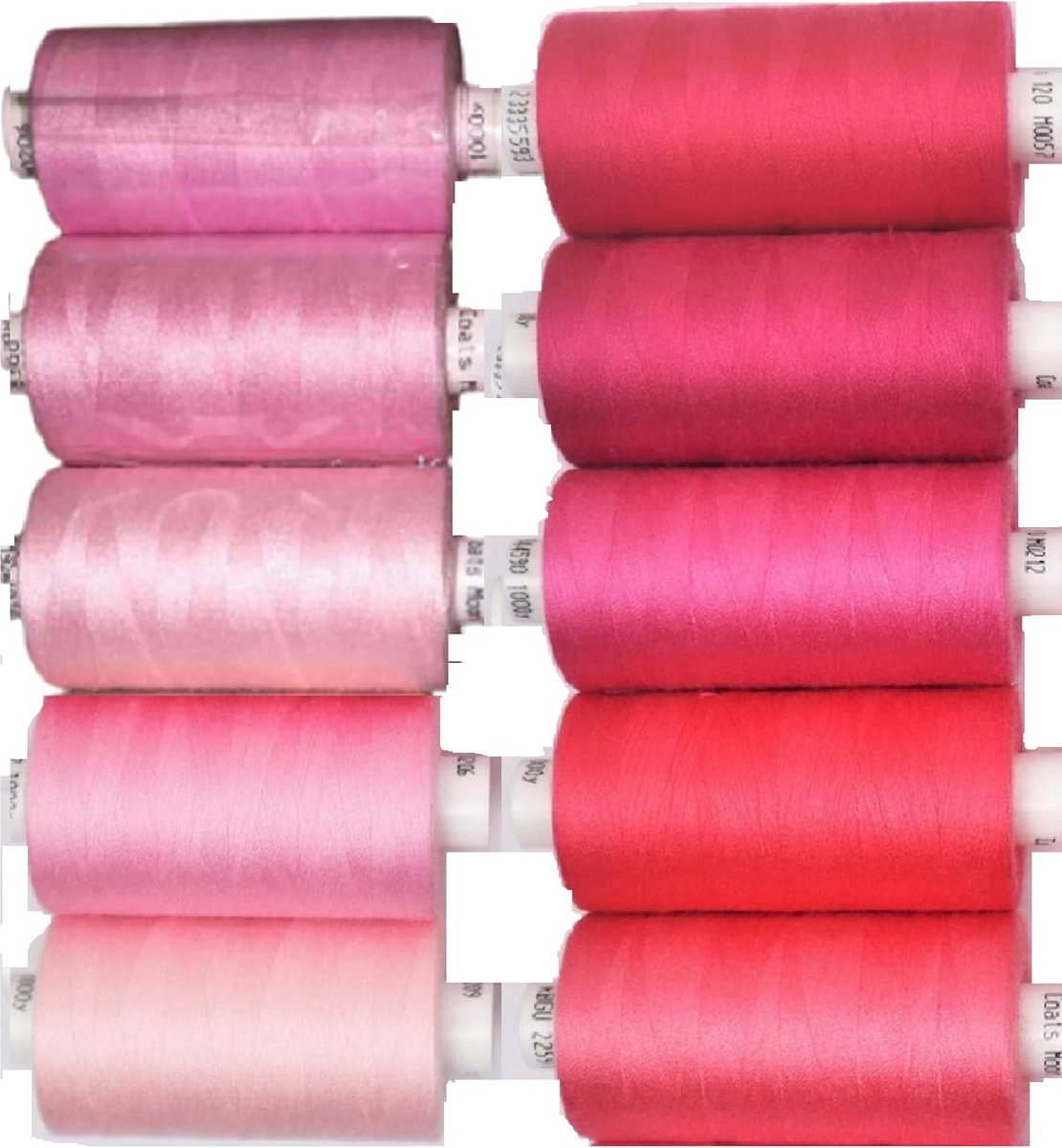 Diverse Naaigaren Set - 10 Rollen van 1000 Meter in Roze voor Overlock en Quilten