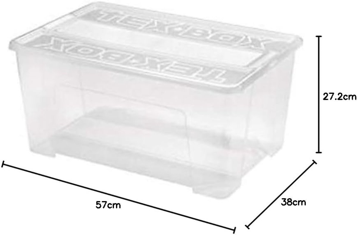 Tex-box met deksel en kliksluiting - 48 liter - transparant