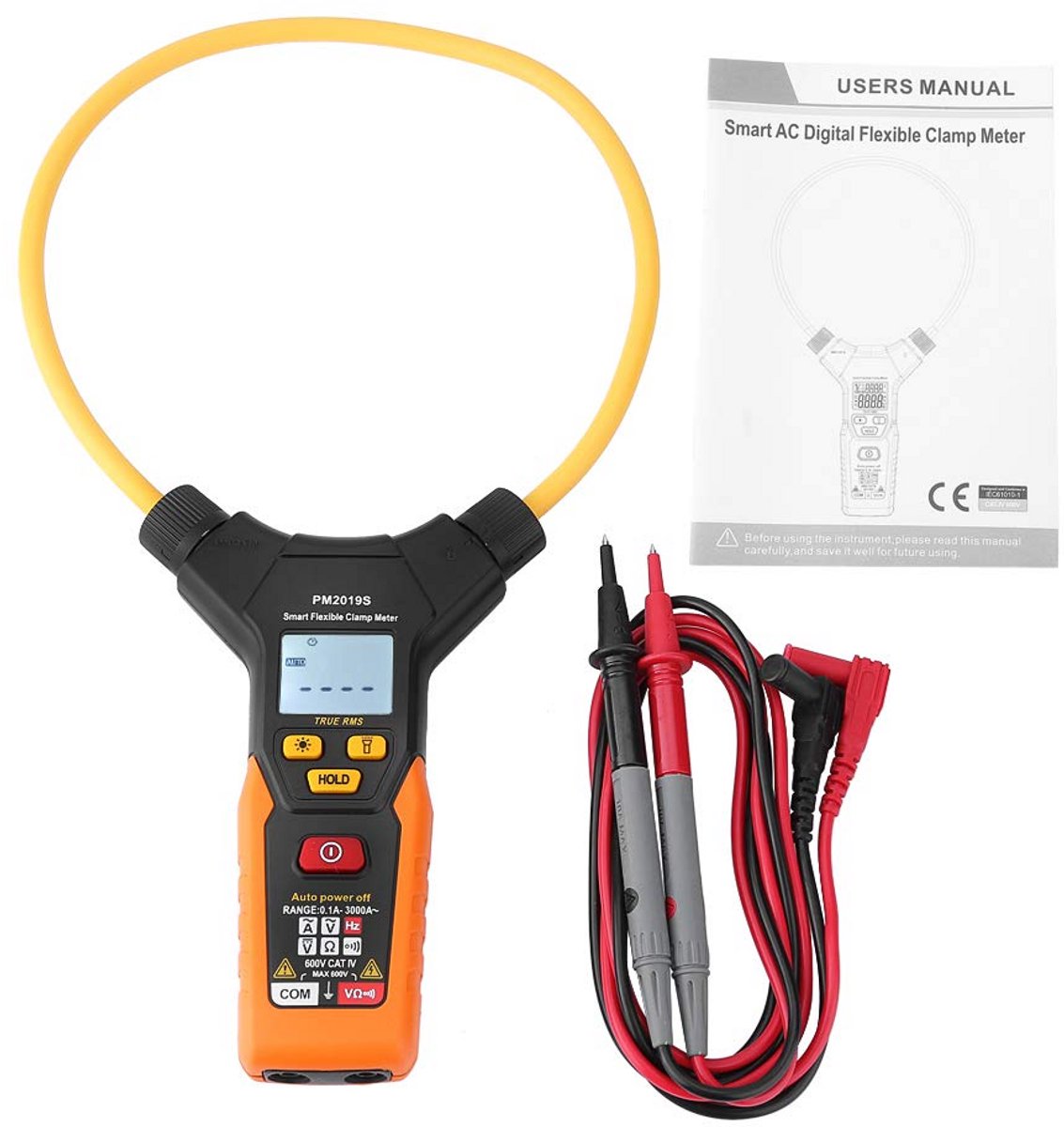 Digitale Flexibele Stroomtang 3000A - Multifunctionele AC-Stroommultimeter met LCD-Scherm en Continuïteitstester