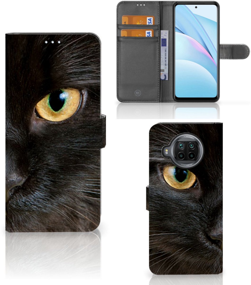 Xiaomi Mi 10T Lite Telefoonhoesje met Pasjes Zwarte Kat