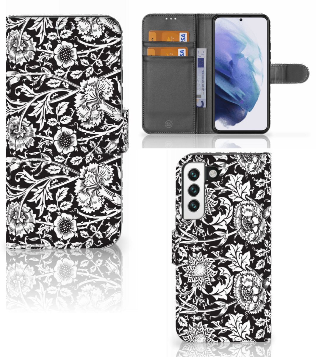 Samsung Galaxy S22 Hoesje Black Flowers