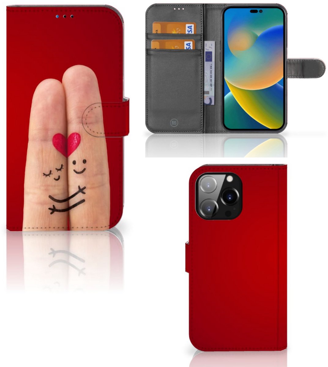 iPhone 14 Pro Max Wallet Case met Pasjes Liefde - Origineel Romantisch Cadeau