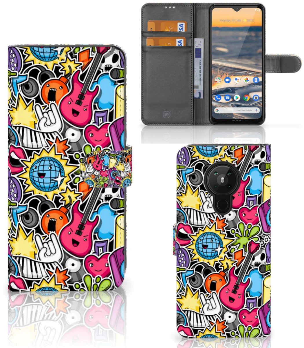Nokia 5.3 Wallet Case met Pasjes Punk Rock
