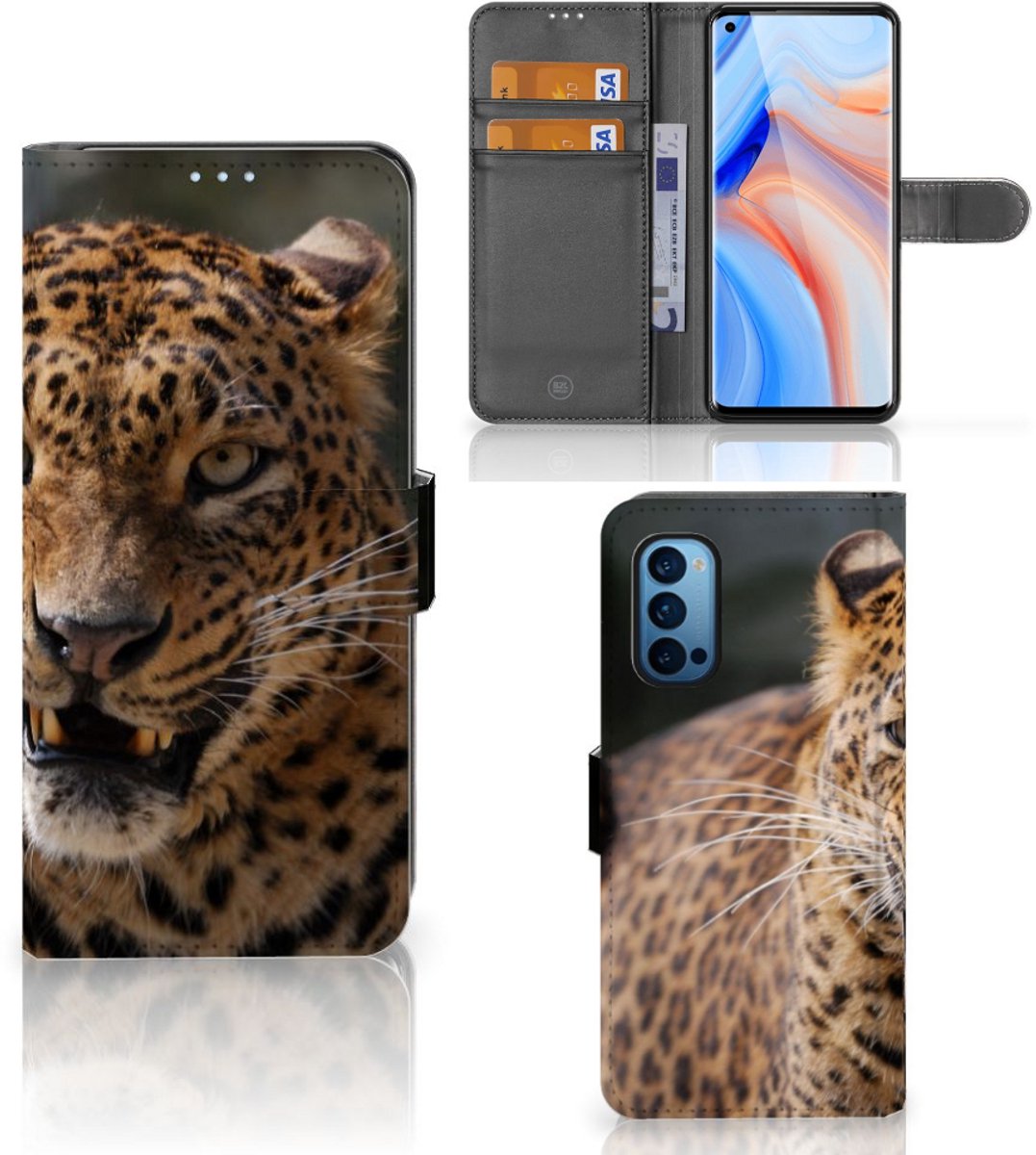 OPPO Reno 4 Pro 5G Telefoonhoesje met Pasjes Luipaard