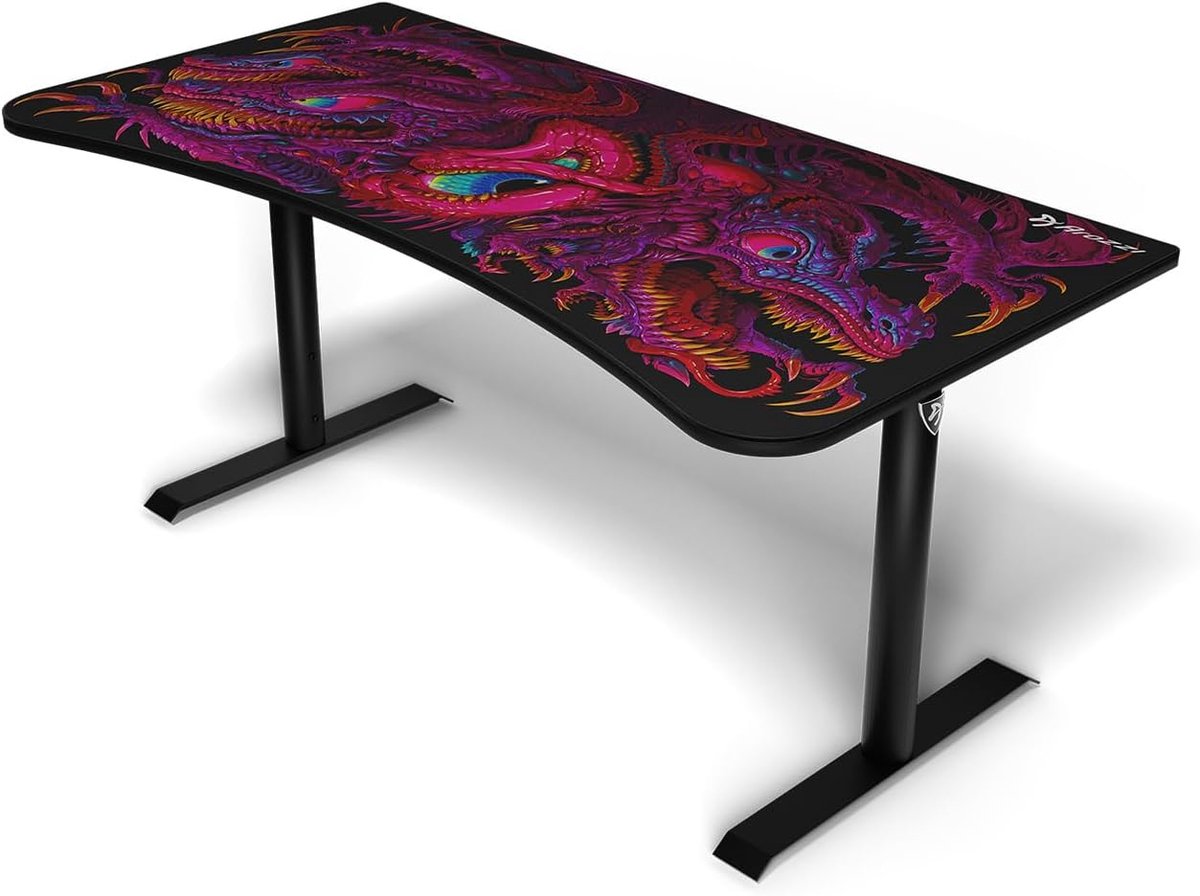 Ultrawide gebogen gaming bureau met waterafstotende bureauonderlegger en kabelmanagement