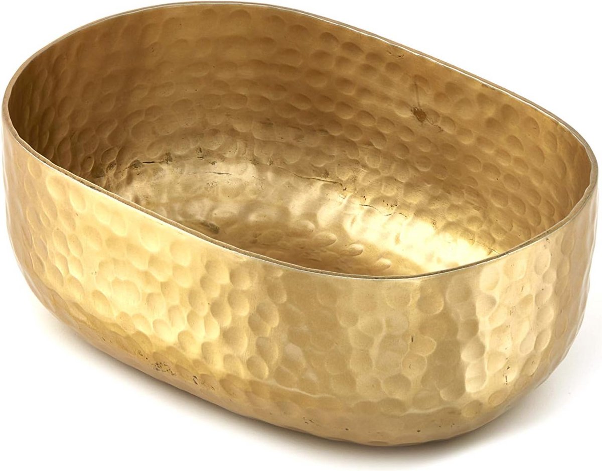 Hammered Aluminum Oval Entree Basket - 25-Ounces, Gold