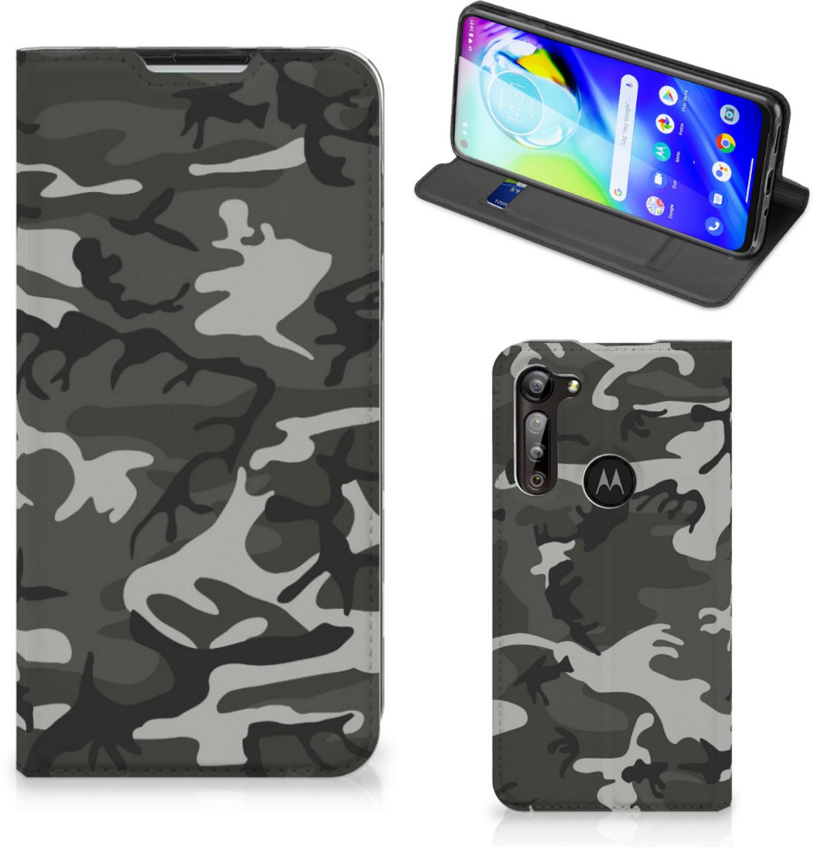 Motorola Moto G8 Power Hoesje met Magneet Army Light
