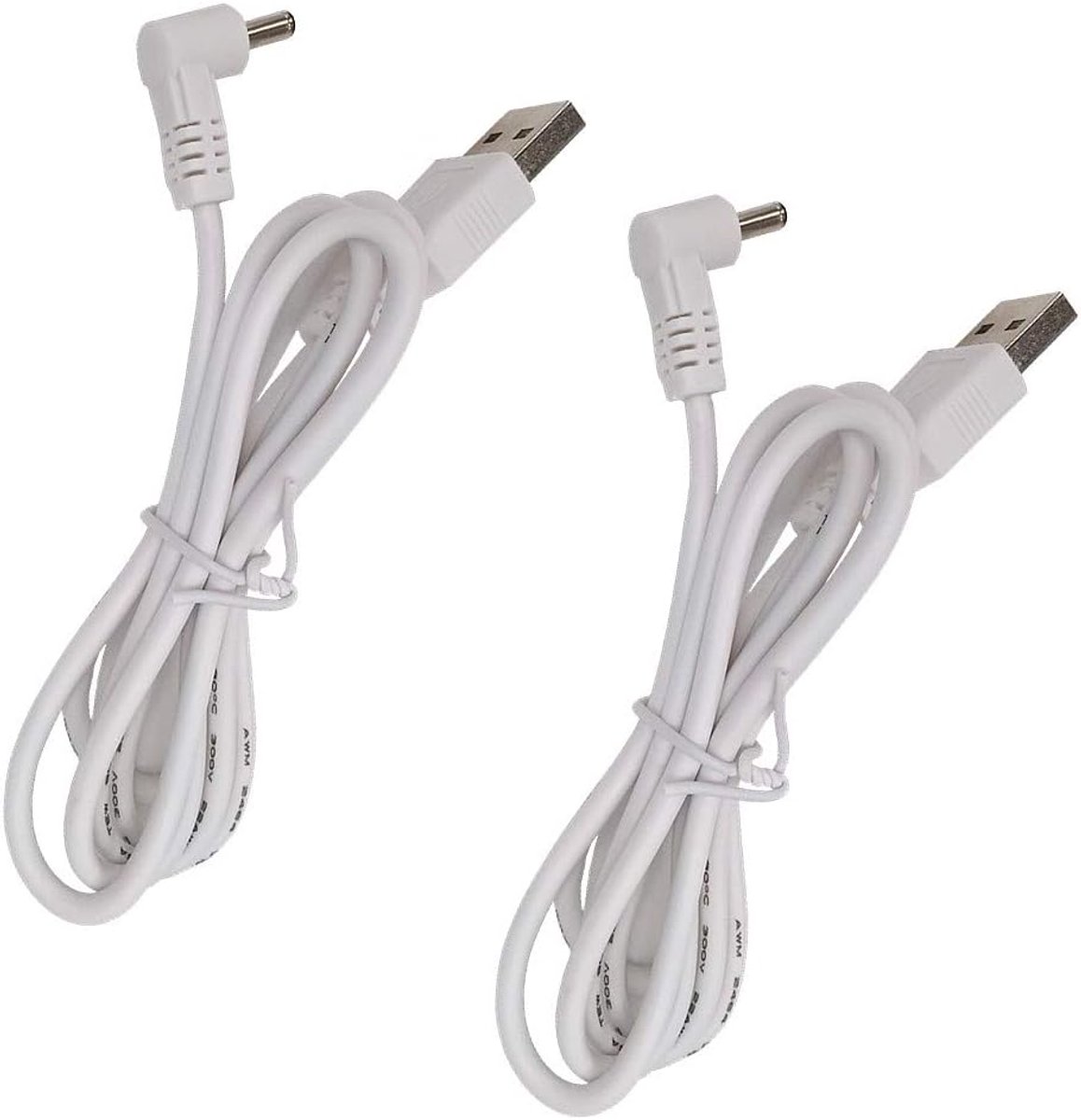2 Stuks USB naar DC 5V Stroomkabel met L-type Jack Adapter 1 Meter