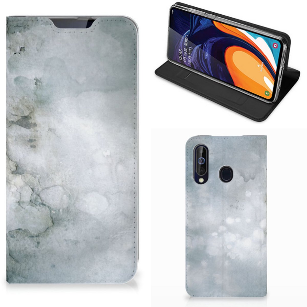Book Case voor Bookcase Samsung Galaxy A60 Painting Grey
