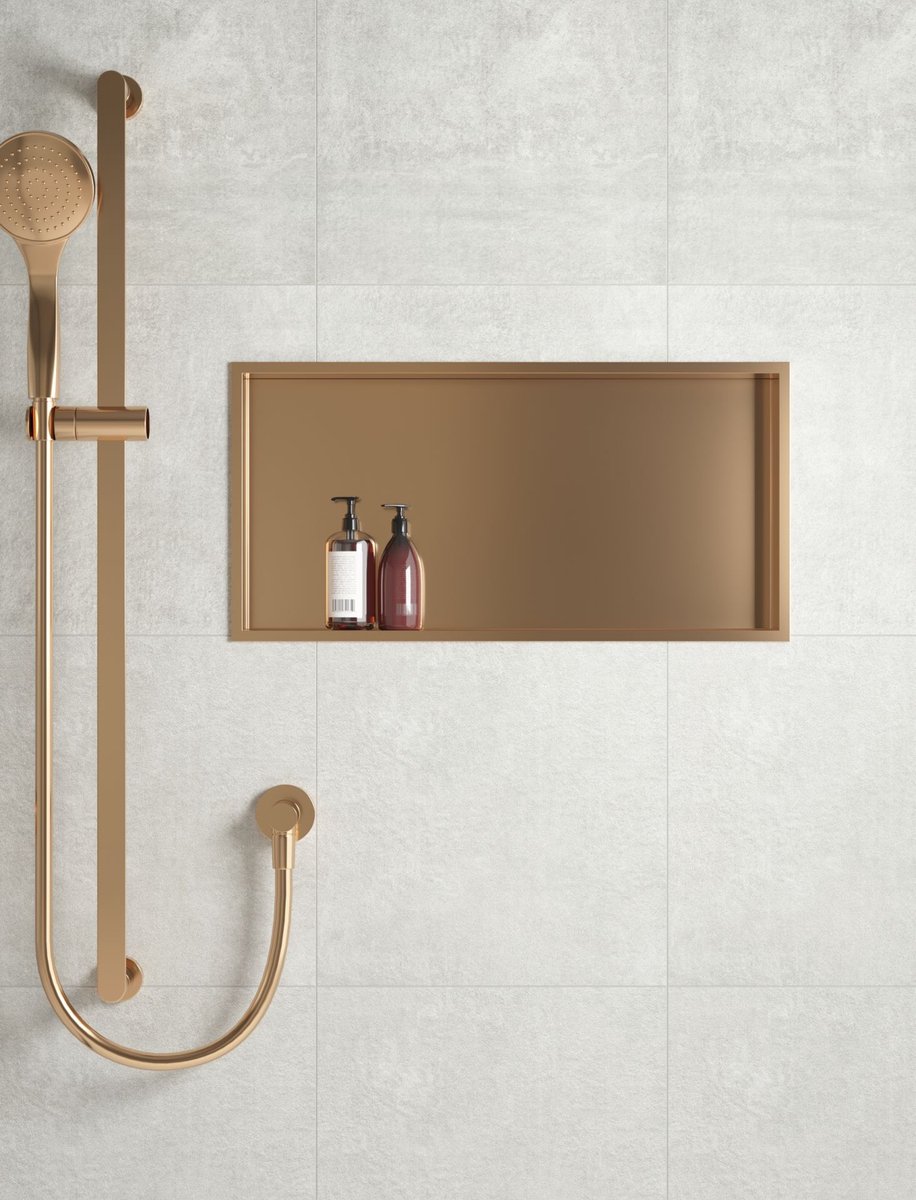H&F Inbouwnis 30x60x10 cm – Geborsteld Koper – Douchenis – Badkamer Wandnis